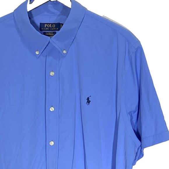 POLO RALPH LAUREN Shirt Classic Fit Performance Button Front Men XL Blue Stretch - Picture 1 of 9